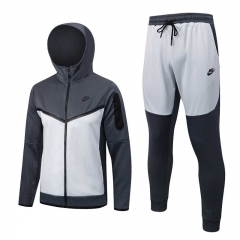 2022-2023 Light Gray&Dark Gray Thailand Soccer Jacket Uniform With Hat-815