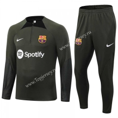 2023-2024 Barcelona Army Green Thailand Soccer Tracksuit -411