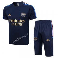 2023-2024 Arsenal Royal Blue Short-Sleeve Thailand Soccer Tracksuit-815