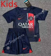 2023-2024 Paris SG Home Royal Blue Kid/Youth Soccer Uniform-0973