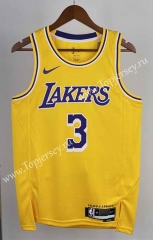 2023 Round Collar Los Angeles Lakers Yellow #3 NBA Jersey-311