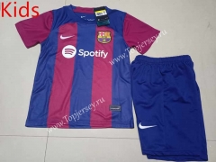 2023-2024 Correct Version Barcelona Home Red&Blue Kid/Youth Soccer Uniform-507