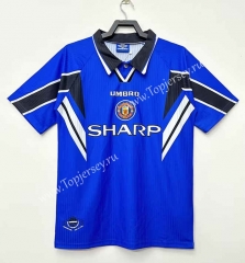 Retro Version 96-98 Manchester United 2nd Away Blue Thailand Soccer Jersey AAA-811