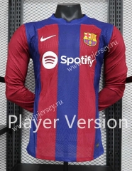 Player Version 2023-2024 Barcelona Home Red&Blue LS Thailand Soccer Jersey AAA-888