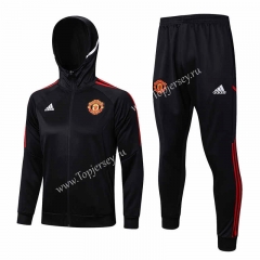 2022-2023 Manchester United Black Thailand Soccer Jacket Uniform With Hat-815