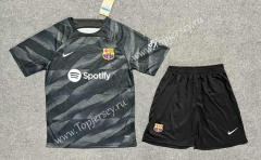 2023-2024 Barcelona Goalkeeper Black Soccer Uniform-3454