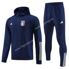 2023-2024 Italy Royal Blue Thailand Soccer Tracksuit With Hat -4627
