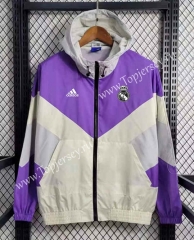 2023-2024 Real Madrid Purple&White Thailand Trench Coats With Hat-GDP