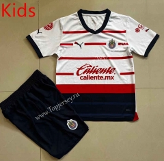 2023-2024 Deportivo Guadalajara Away White Kid/Youth Soccer Unifrom-912