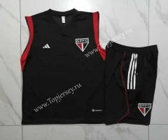 2023-2024 Sao Paulo Futebol Clube Black Thailand Soccer Vest Tracksuit -815