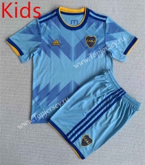 2023-2024 Boca Juniors 2nd Away Light Blue Youth-Kid Soccer Uniform-AY
