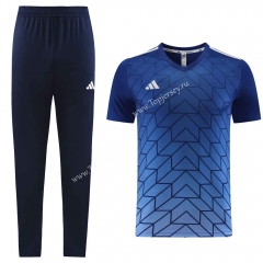 Adidas Blue Short Sleeve Thailand Soccer Tracksuit-LH