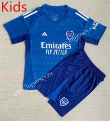 2023-2024 Arsenal Goalkeeper Kids/Youth Blue Soccer Uniform-AY