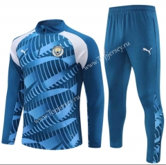 2023-2024 Manchester City Blue Thailand Soccer Tracksuit Uniform