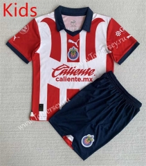 2023-2024 Deportivo Guadalajara Home Red&White Kid/Youth Soccer Unifrom-AY