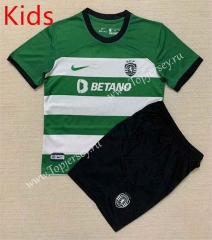 2023-2024 Sporting Clube de Portugal Home White and Green Kid/Youth Soccer Uniform-AY