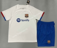 ( Without Brand Logo ) 2023-2024 Barcelona Away White Soccer Uniform-9031