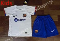 2023-2024 Barcelona Away White Kid/Youth Soccer Uniform-709