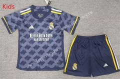 2023-2024 Real Madrid Away Gray&Royal Blue Kids/Youth Soccer Uniform-AY