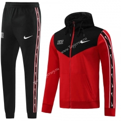 2023-2024 Red&Black Thailand Soccer Jacket Uniform With Hat-LH