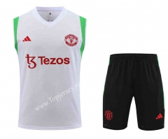 2023-2024 Manchester United White Thailand Soccer Vest Uniform-4627