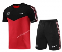Black&Red Short-Sleeved Thailand Soccer Tracksuit-LH