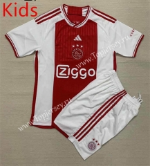 2023-2024 Ajax Home Red&White Kid/Youth Soccer Uniform-AY