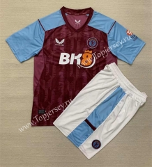 2023-2024 Aston Villa Home Red&Blue Soccer Uniform-AY
