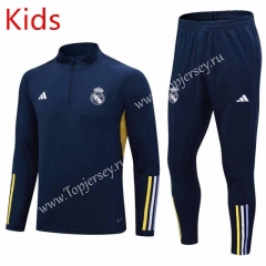 2023-2024 Real Madrid Royal Blue Kids/Youth Soccer Tracksuit-411