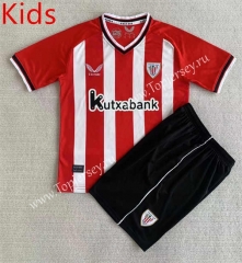 2023-2024 Athletic Bilbao Home Red&White Kids/Youth Soccer Unifrom-AY
