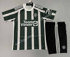 ( Without Brand Logo ) 2023-2024 Manchester United Away Dark Green Soccer Uniform-9031