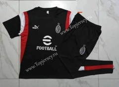 2023-2024 AC Milan Black Short-sleeved Thailand Soccer Tracksuit-815