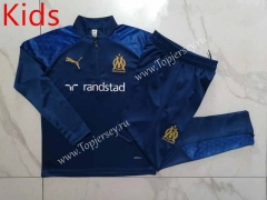 2023-2024 Olympique de Marseille Up-cyan Kids/Youth Soccer Tracksuit-815