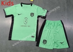 2023-2024 Atletico Madrid 2nd Away Green Youth/Kids Soccer Uniform-8679