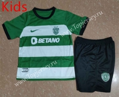2023-2024 Sporting Clube de Portugal Home White and Green Kid/Youth Soccer Uniform-507