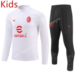 2023-2024 AC Milan White Kids/Youth Soccer Tracksuit -GDP