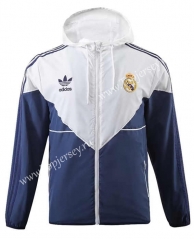 2023-2024 Real Madrid Blue&White Thailand Trench Coats With Hat-518