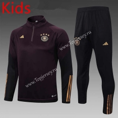 2023-2024 Germany Dark Brown Kids/Youth Soccer Tracksuit-815