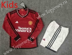 2023-2024 Manchester United Home Red LS Kids/Youth Soccer Uniform-6748