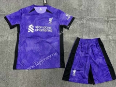 ( Without Brand Logo ) 2023-2024 Liverpool 2nd Away Purple Soccer Uniform-1506