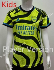 Player Version 2023-2024 Arsenal Away Fluorescent Green Kids Soccer Jersey-SJ