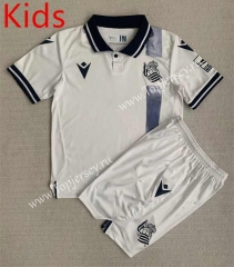 2023-2024 Real Sociedad 2nd Away White Kids/Youth Soccer Uniform-AY