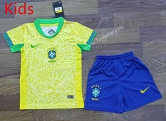 2023-2024 Brazil Yellow Kid/Youth Soccer Uniform-709