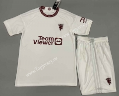 ( Without Brand Logo ) 2023-2024 Manchester United 2nd Away White Soccer Uniform-9031