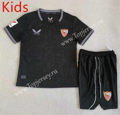 2023-2024 Sevilla Goalkeeper Black Youth/Kids Soccer Uniform-AY