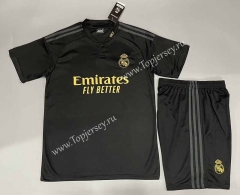 ( Without Brand Logo )2023-2024 Real Madrid 2nd Away Black Soccer Uniform-9031