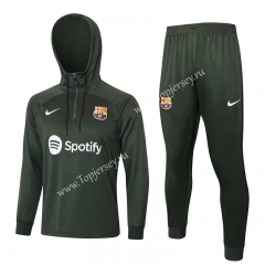 2023-2024 Barcelona Dark Green Thailand Soccer Tracksuit With Hat-815
