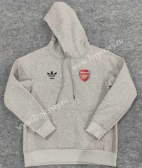2023-2024 Arsenal Light Gray Thailand Soccer Tracksuit Top With Hat-LH