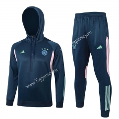 2023-2024 Ajax Royal Blue Thailand Soccer Tracksuit With Hat-815