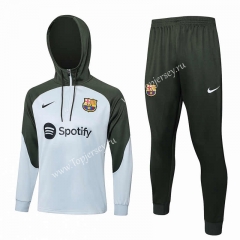 2023-2024 Barcelona Light Gray Thailand Soccer Tracksuit With Hat-815